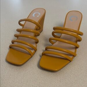 Journee Collection Mustard Wedge Sandals